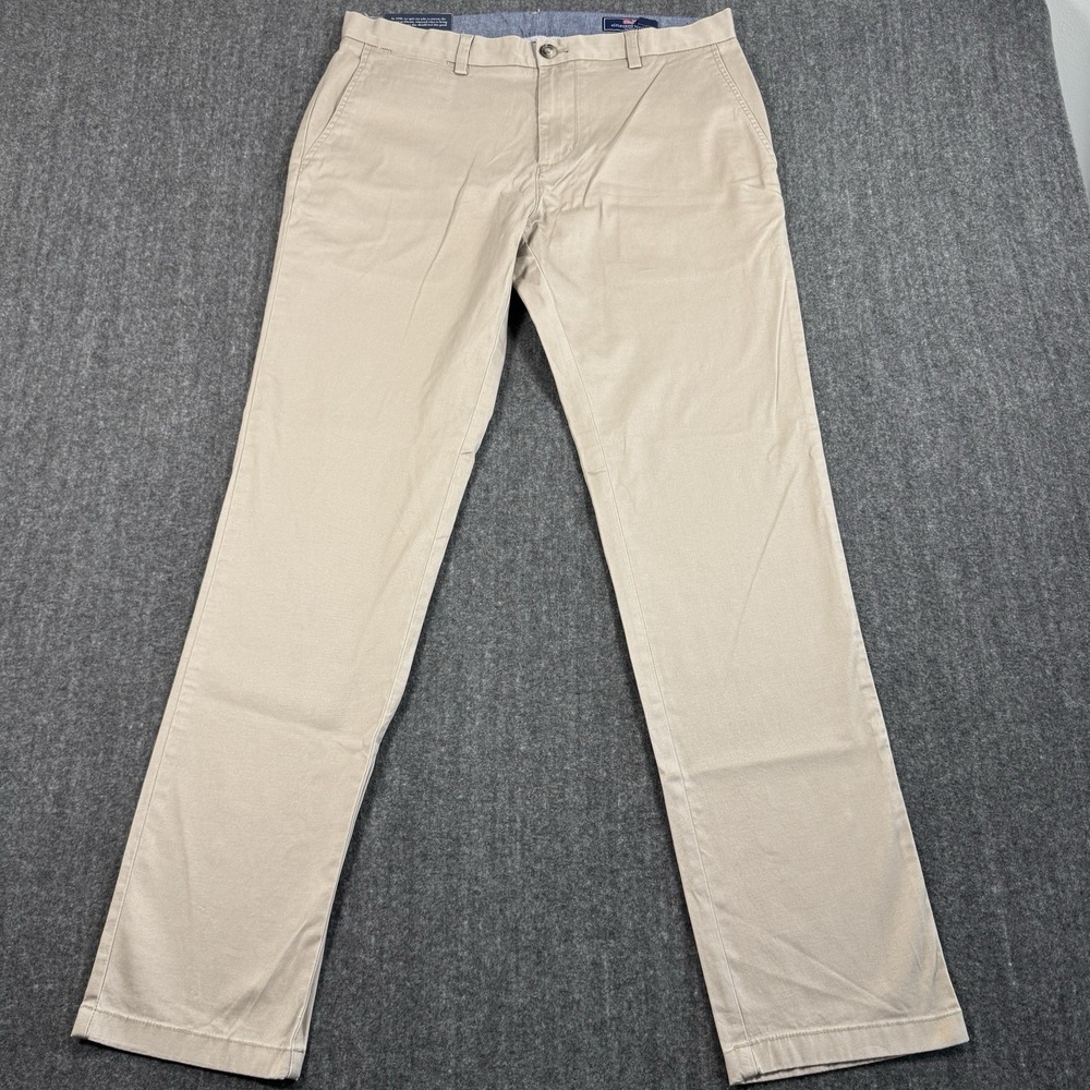 NWT Vineyard Vines Breaker Pants Mens 33x32 Khaki Beige Stretch Chino Casual